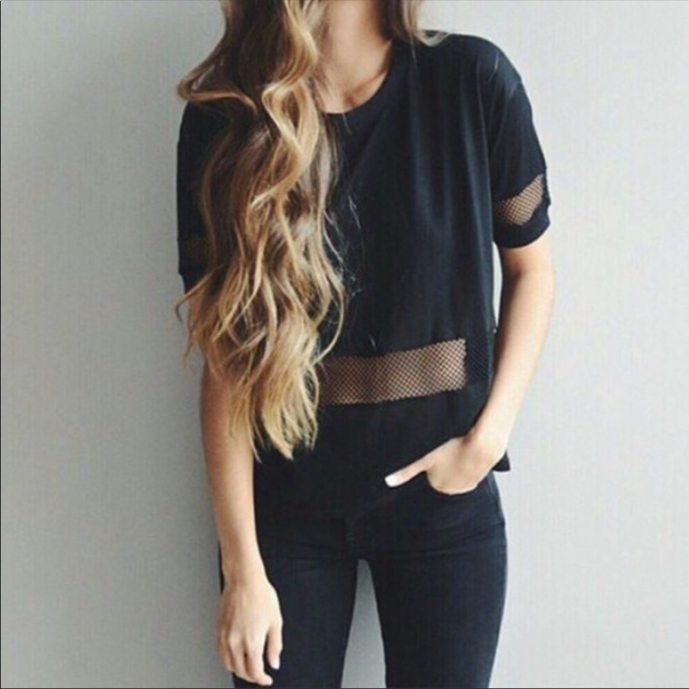 Brandy Melville Black Mesh Top